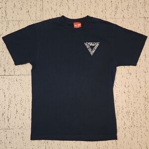Full Send Full Graphic Tringle Multi Spellout Graphic T Shirt Navy Blue & Silver